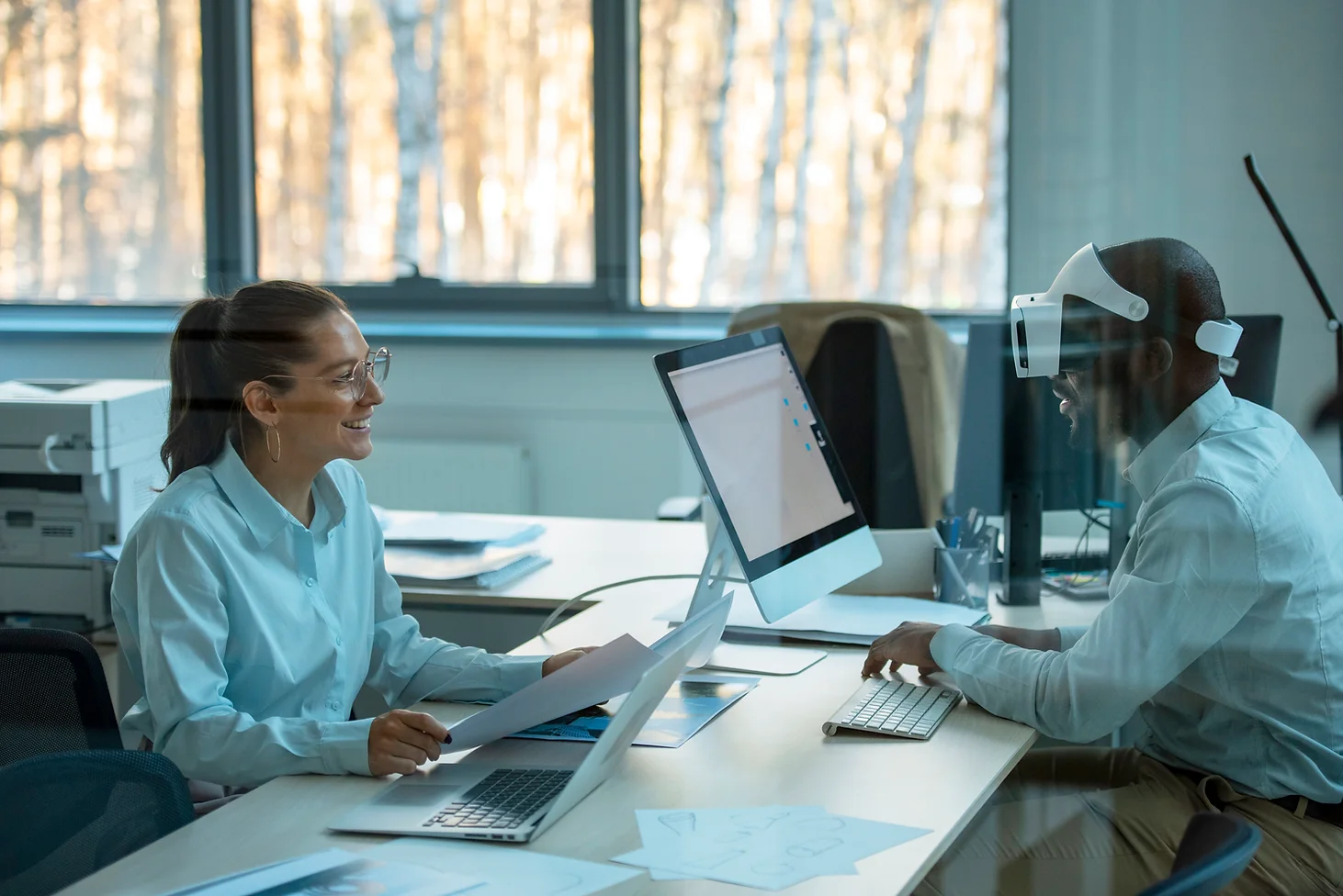 A man and a women using AI tool.